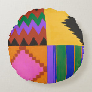 Kente Round Pillow Rundes Kissen