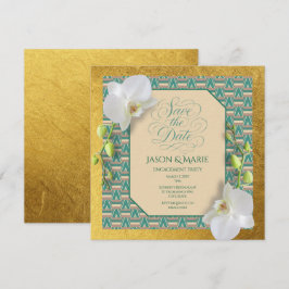 Kente Save-the-Date-Einladung in Teal und Gold Einladung