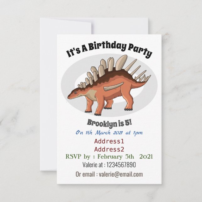Kentrosaurus-Cartoon Einladung (Vorderseite)