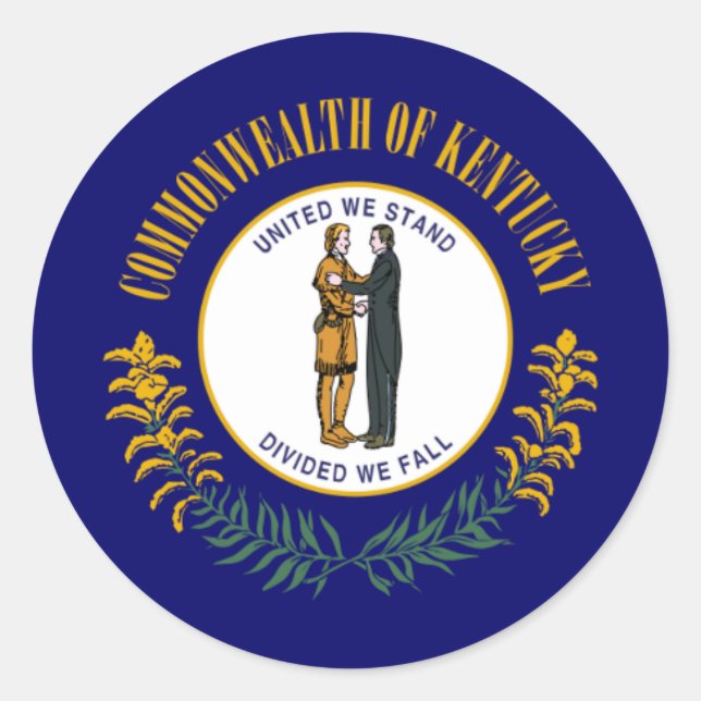 Kentucksche Flagge, Flagge von Kentucky Runder Aufkleber (Vorderseite)