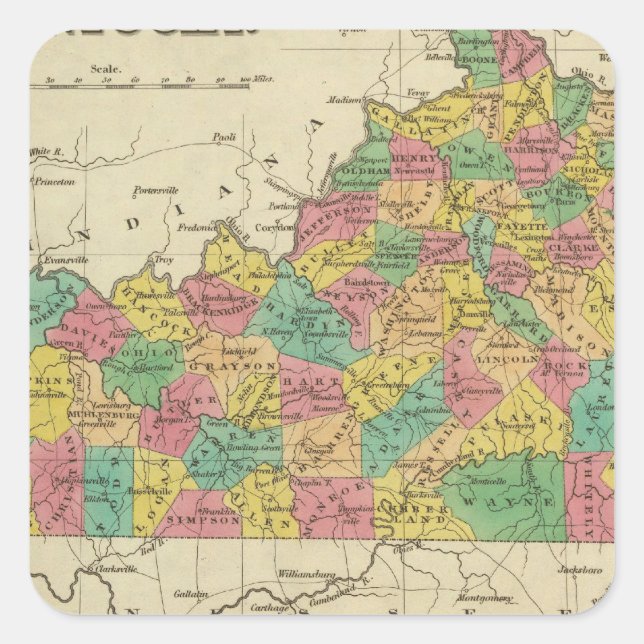 Kentucky 6 quadratischer aufkleber (Vorderseite)
