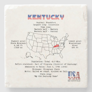 Kentucky American Staat auf einer Karte und nützli Steinuntersetzer