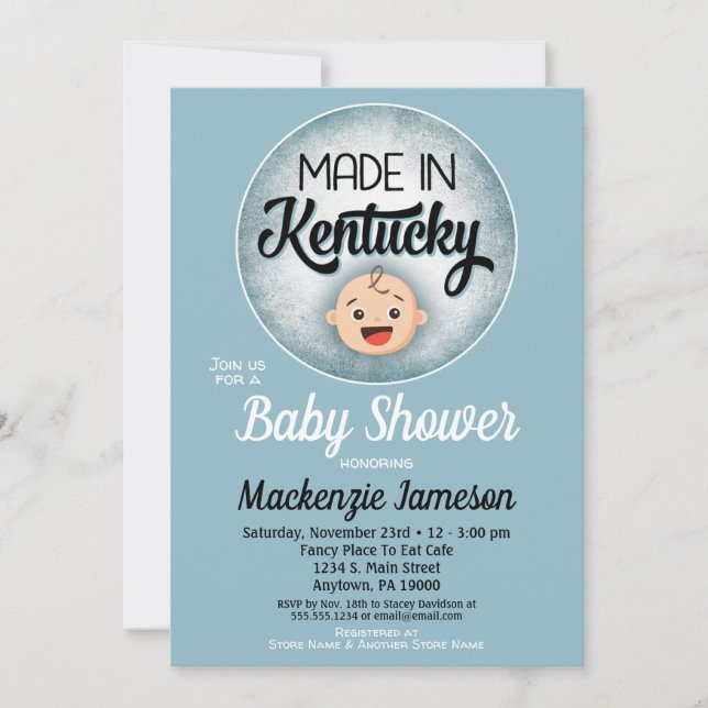 Kentucky Baby shower Funny Blue Boys Invitation (Devant)