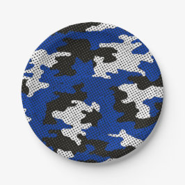 Kentucky Blue White Classic Camo Pattern Pappteller