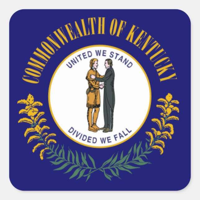 Kentucky: Bluegrass Commonwealth US State Flag Quadratischer Aufkleber (Vorderseite)