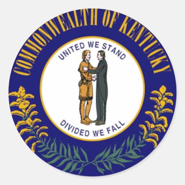 Kentucky: Bluegrass Commonwealth US State Flag Runder Aufkleber (Vorderseite)