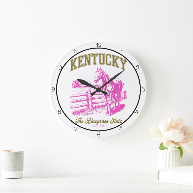 Kentucky Bluegrass State Horse Große Wanduhr (Zuhause)