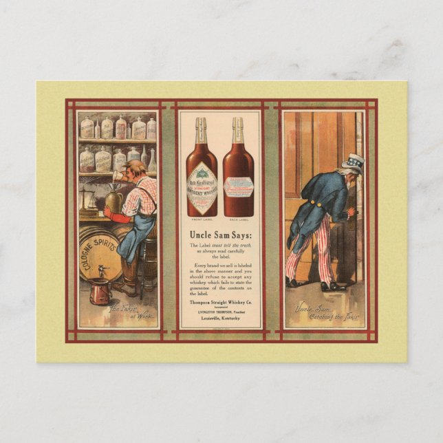 Kentucky Bourbon Uncle Sam Prohibition Postkarte (Vorderseite)