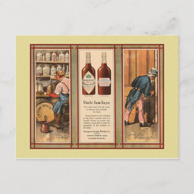 Kentucky Bourbon Uncle Sam Prohibition Postkarte (Vorderseite)