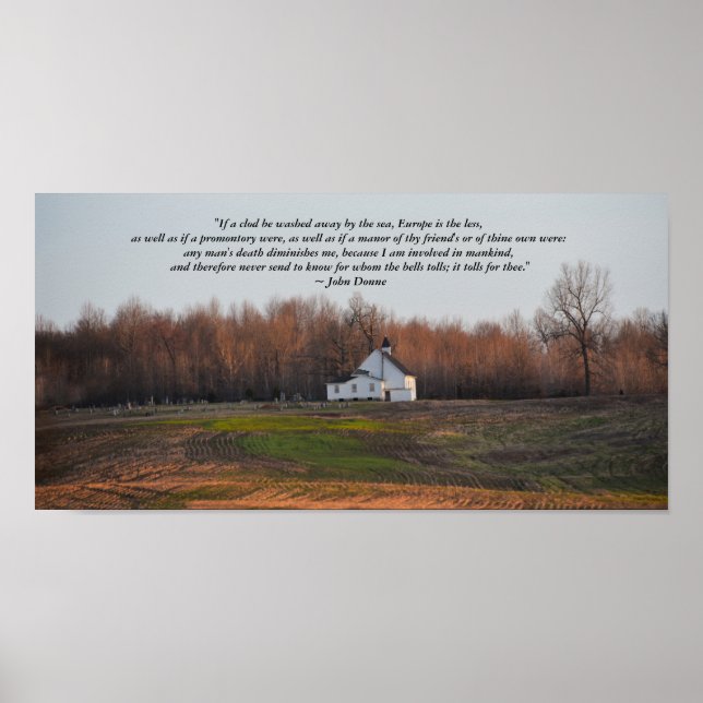 Kentucky Church am frühen Morgen mit Donne Gedicht Poster (Vorne)