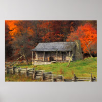 Kentucky Country Kabine Herbst Saison Wasserfarbe 