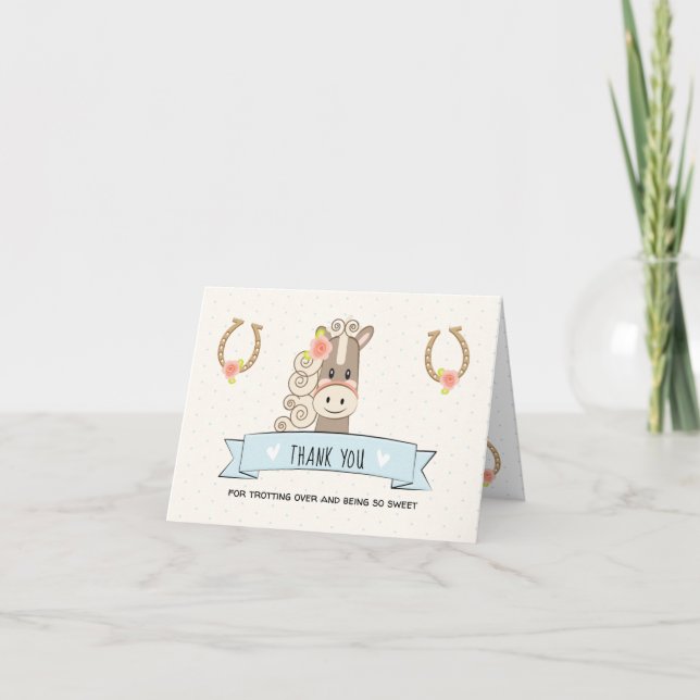 Kentucky Derby Baby shower Merci Cartes Fille (Devant)