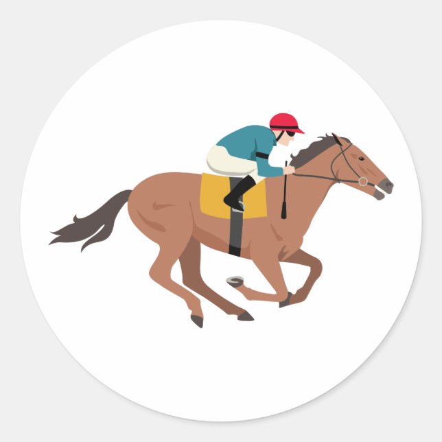 Kentucky Derby Horse Rider Runder Aufkleber (Vorderseite)