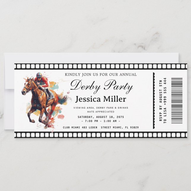 Kentucky Derby Ticket Invitation Einladung (Vorderseite)
