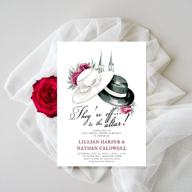 Kentucky Derby Wedding Brautparty Rose Elegant Einladung (kentucky derby bridal shower invitation red roses churchill spires horse racing theme elegant coed)