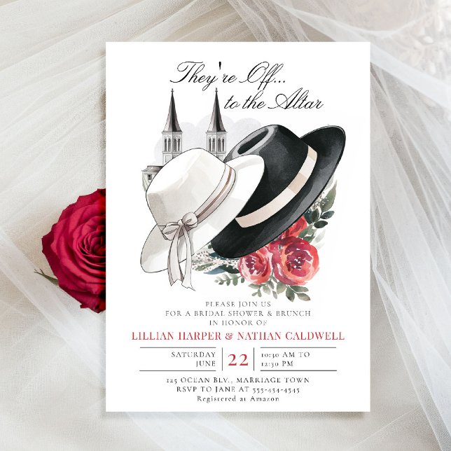 Kentucky Derby Wedding Brautparty Rose Spires Einladung (kentucky derby bridal shower invitation red roses churchill spires horse racing theme calligraphy)