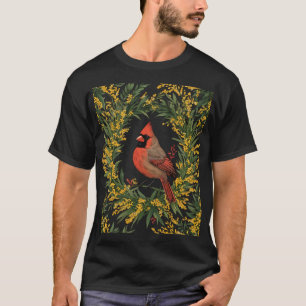 Kentucky-Drossel-Vogel mit gelbem Blumenkranz darü T-Shirt