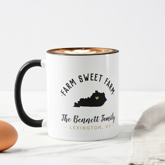 Kentucky Farm Sweet Farm Famille Monogramme Mug (Créateur téléchargé)