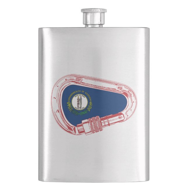 Kentucky Flag Klettersteig Carabiner Flachmann (Vorderseite)