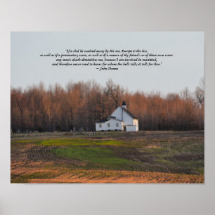 Kentucky-Kirche am frühen Morgen mit Donne-Gedicht Poster