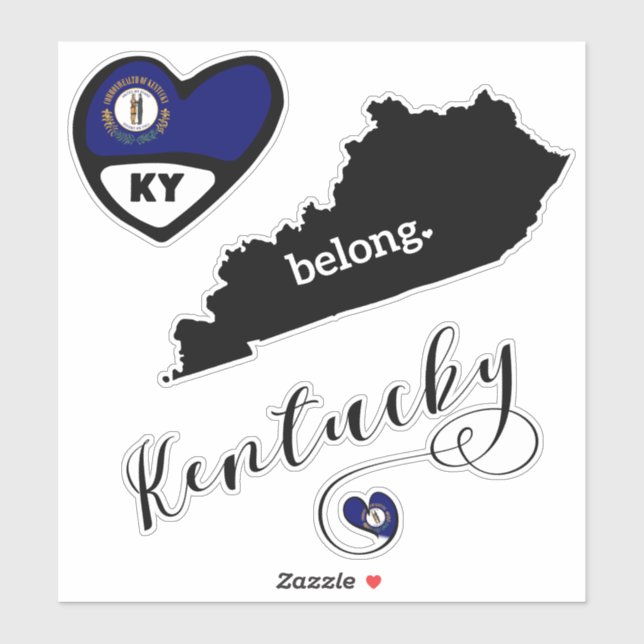 Kentucky Liebe, 3 Designs, Sticker Die schneiden (Blatt)