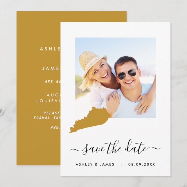 Kentucky Map Foto Wedding Save the Date Card (Vorne/Hinten)
