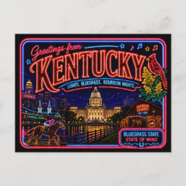 Kentucky Neon State Retro Vintage Postkarte