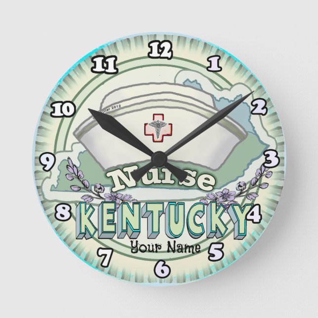 Kentucky Nurse Runde Wanduhr (Vorderseite)