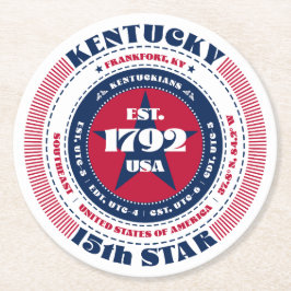 Kentucky Red White Blue Typografie Runder Pappuntersetzer