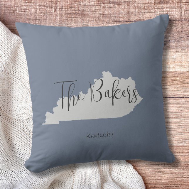 Kentucky Staat Family Name Throw Kissen (Show pride for your state and personalize it!  "love makes this house a home in <your state>")