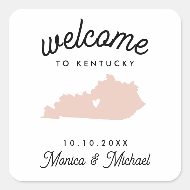 KENTUCKY Staat Hochzeit in Urlaubsort JEDE FARBE Quadratischer Aufkleber (Vorderseite)