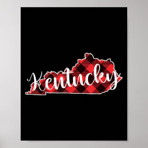 Kentucky Staatskarte Büffelkariert Weihnachten Ky Poster
