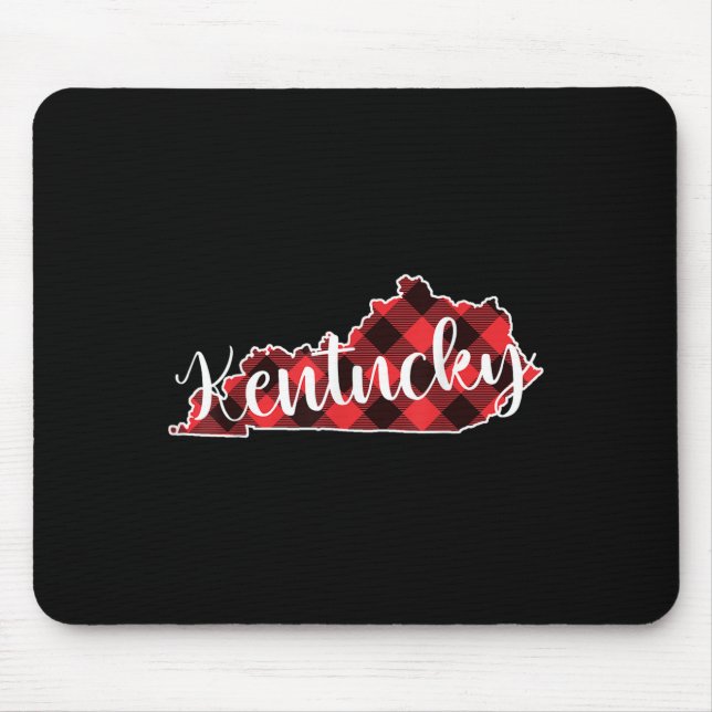 Kentucky State Map Buffalo Plaid Christmas Ky Kent Mousepad (Vorne)
