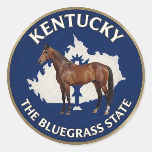 Kentucky State Pride Pferde-Emblem 🐎 Runder Aufkleber (Vorderseite)