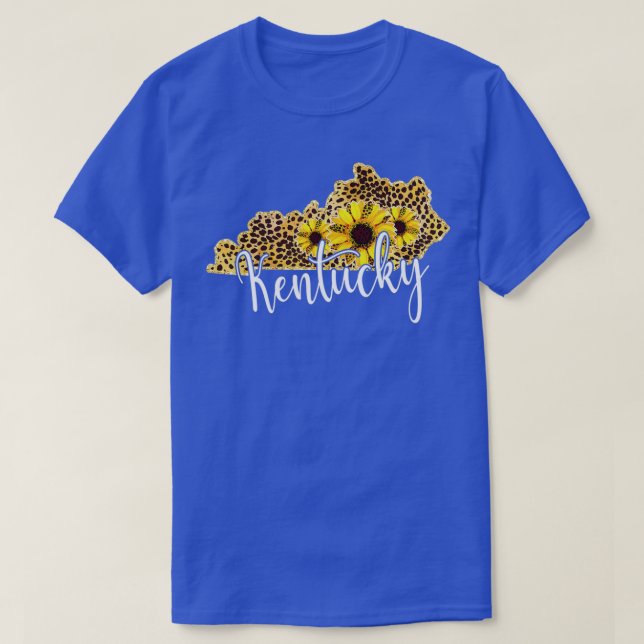 Kentucky Sunflower Leopard State Map  T-Shirt (Design vorne)