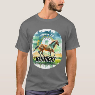 Kentucky Thoroughbred Horse State Animal Watercolo T-Shirt