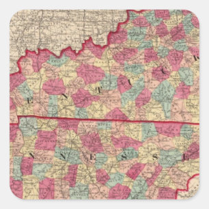 Kentucky und Tennessee 2 Quadratischer Aufkleber