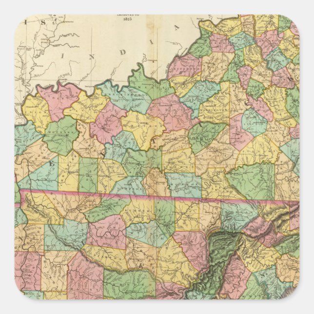 Kentucky und Tennessee 6 Quadratischer Aufkleber (Vorderseite)