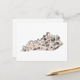 Kentucky Vintag Picture Map Staat Chart Postkarte