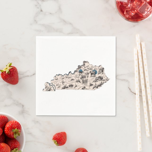 Kentucky Vintag Picture Map Staat Chart Serviette (Beispiel)
