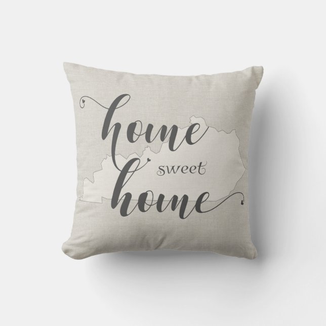 Kentucky - Zuhause Sweet Zuhause burlap look Kissen (Vorderseite)