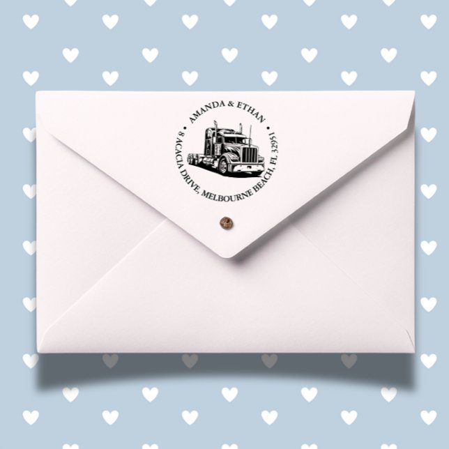 kenworth Semi Truck Theme Permastempel (Personalize your documents with a semi truck theme self-inking stamp.)