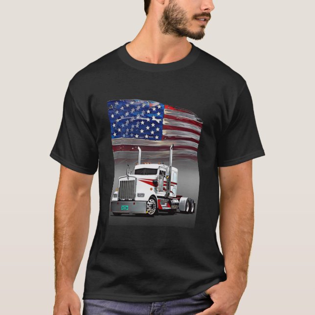 Kenworth Truck und die amerikanische Flagge von Ga T-Shirt (Vorderseite)