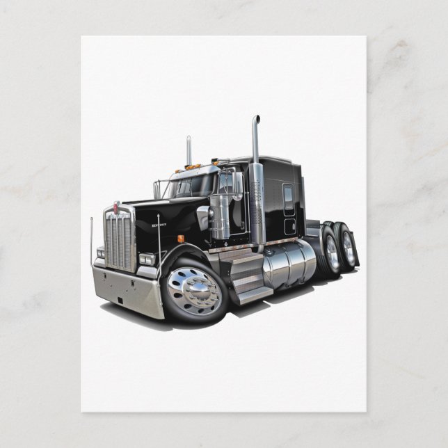 Kenworth w900 Black Truck Postkarte (Vorderseite)