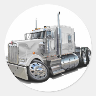 Kenworth w900 Weiß-LKW Runder Aufkleber