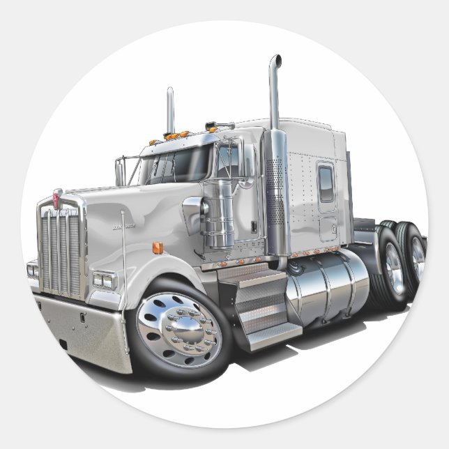 Kenworth w900 White Truck Runder Aufkleber (Vorderseite)