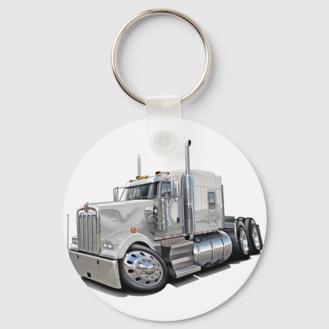 Kenworth w900 White Truck Schlüsselanhänger (Vorderseite)