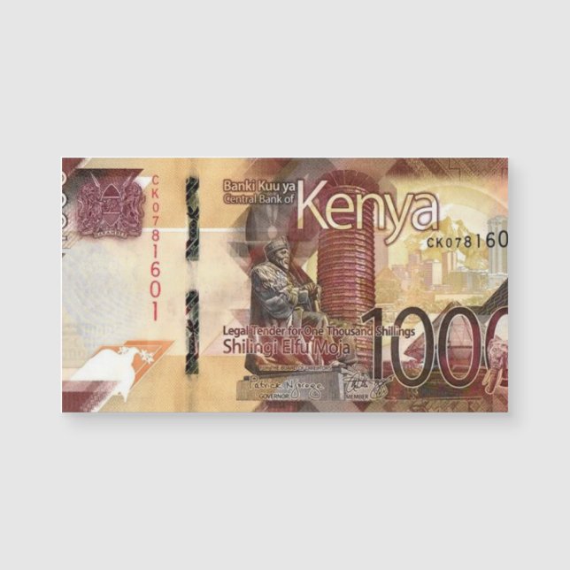 Kenya 1000 Shillings Banknote Magnetkarte (Vorderseite)