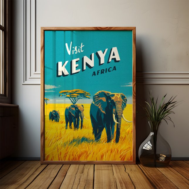 Kenya Africa Vintage Poster - Elefantenkunst (Von Creator hochgeladen)