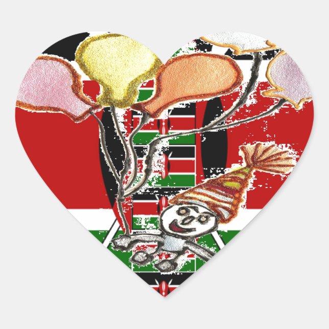 Kenya Birthday Herz-Aufkleber (Vorderseite)